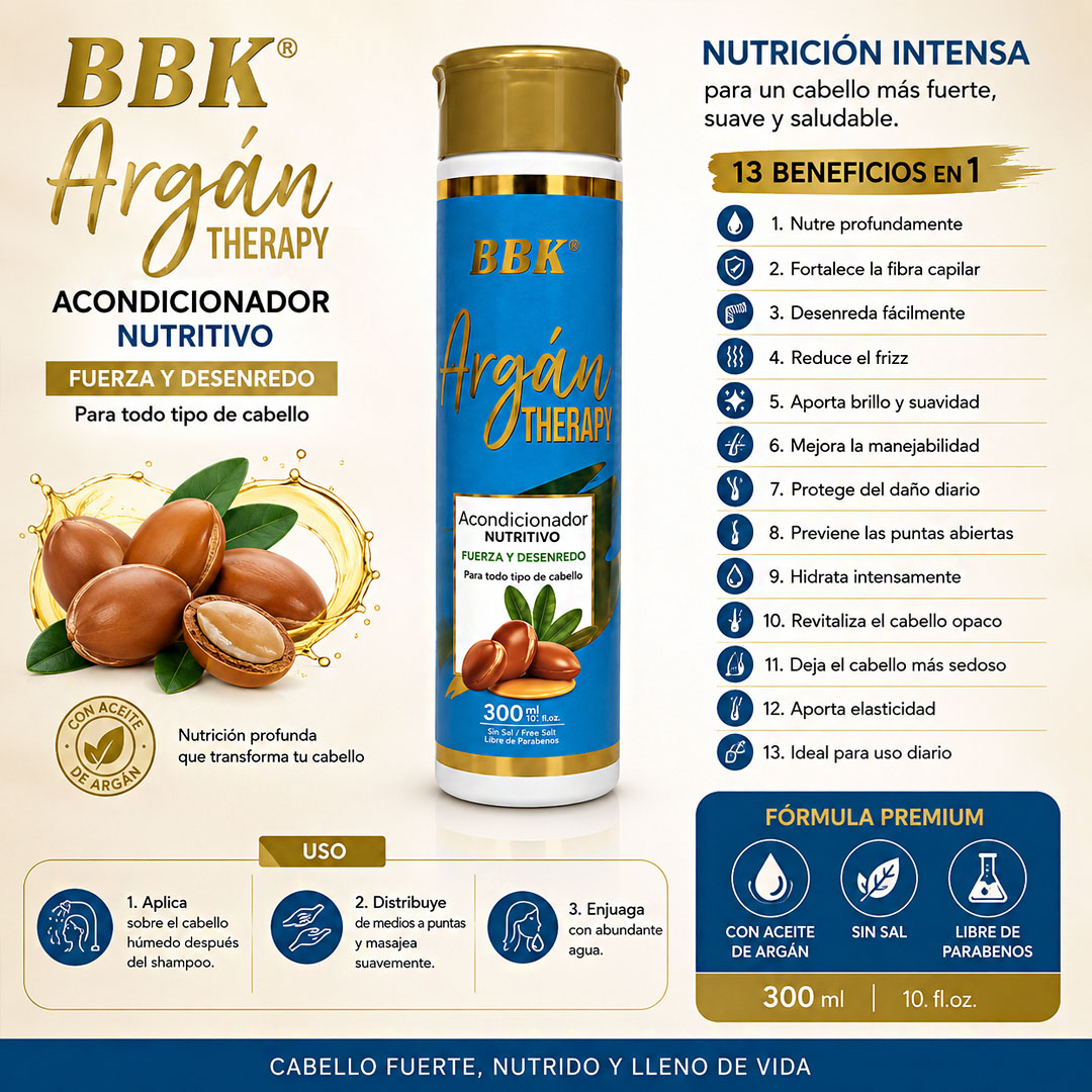 TuZonaMarket - Acondicionador Nutritivo Terapia de Argán BBK 300ml