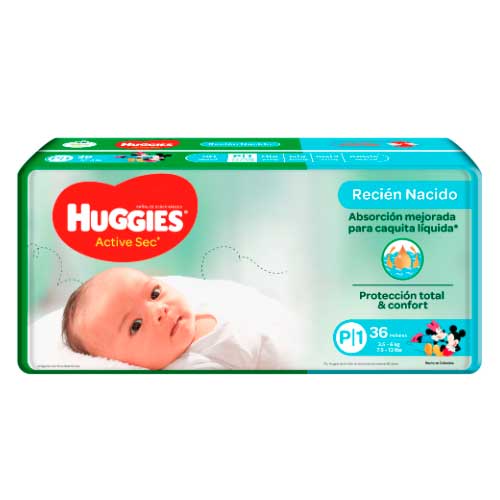 Huggies Active Sec Pañales Recien Nacido x 20 u.