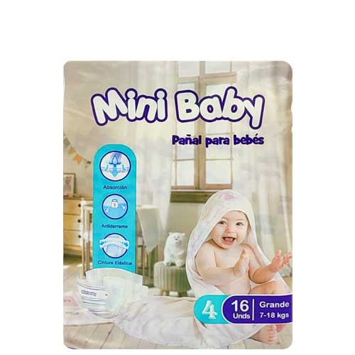 pañales talla g 7-18kg mini baby 16 und