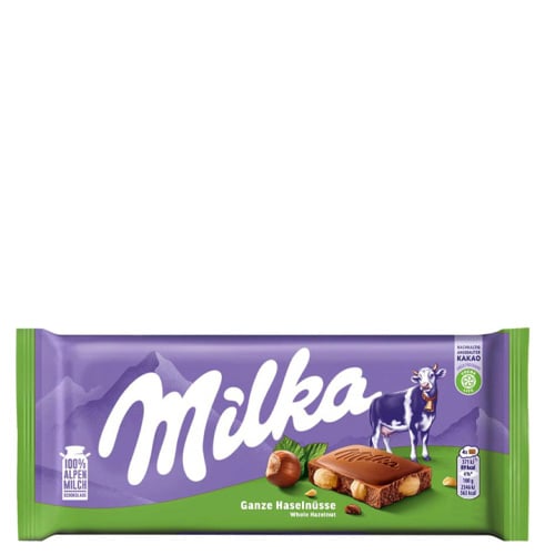 chocolate con avellanas enteras milka 95g