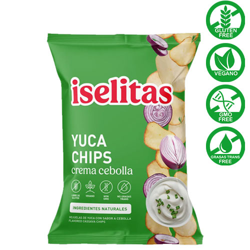 yuca chips crema de cebolla iselitas 180g