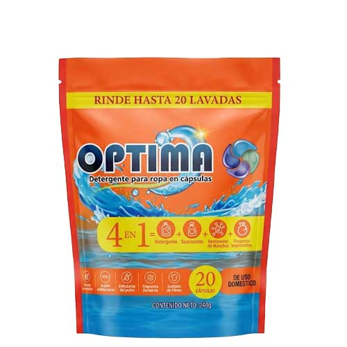 detergente en capsula 4 en 1 optima 240g 20 und
