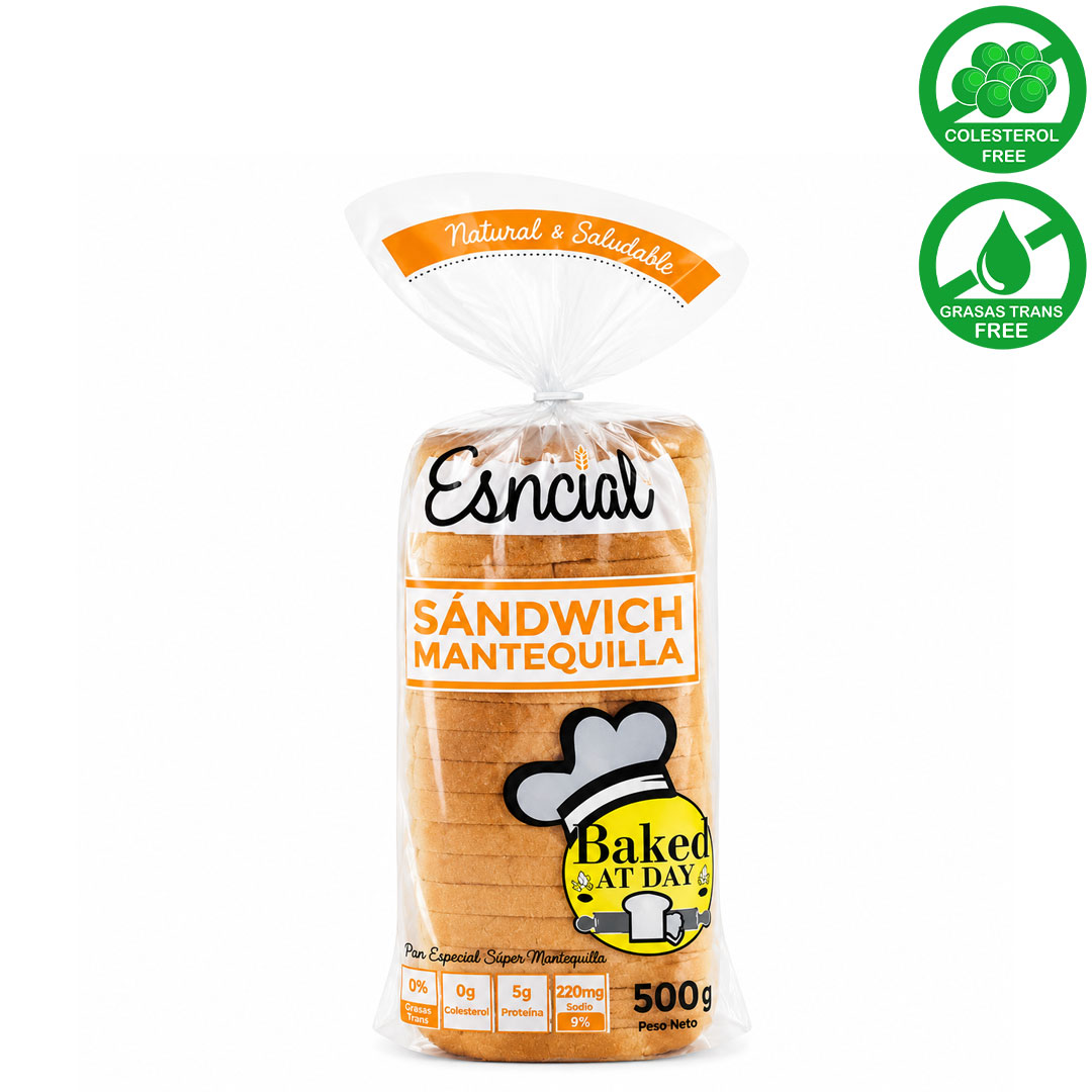 pan de sándwich blanco con sabor a mantequilla baked at day 500g