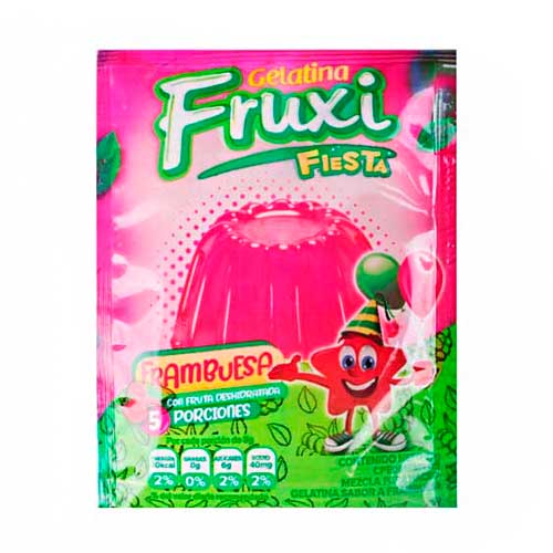 gelatina sabor a frambuesa 5 porciones fruxi 40g