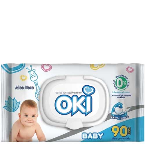 toallitas húmedas premium aloe vera oki baby 90 und