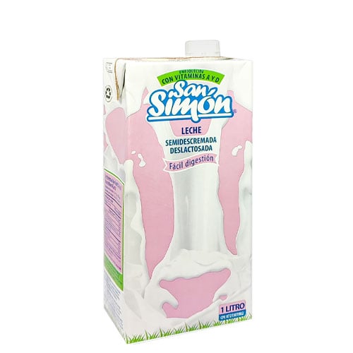 leche semidescremada deslactosada uht san simon 1l